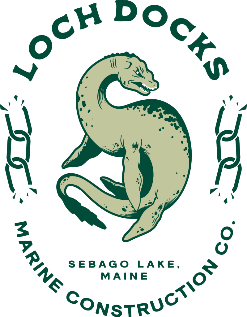 Loch Docks logo with green text and transparent background